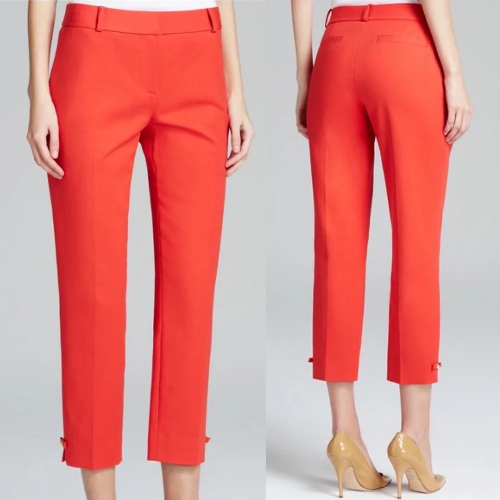KATE SPADE Jackie Bow Capri Pants in Lacquer Red